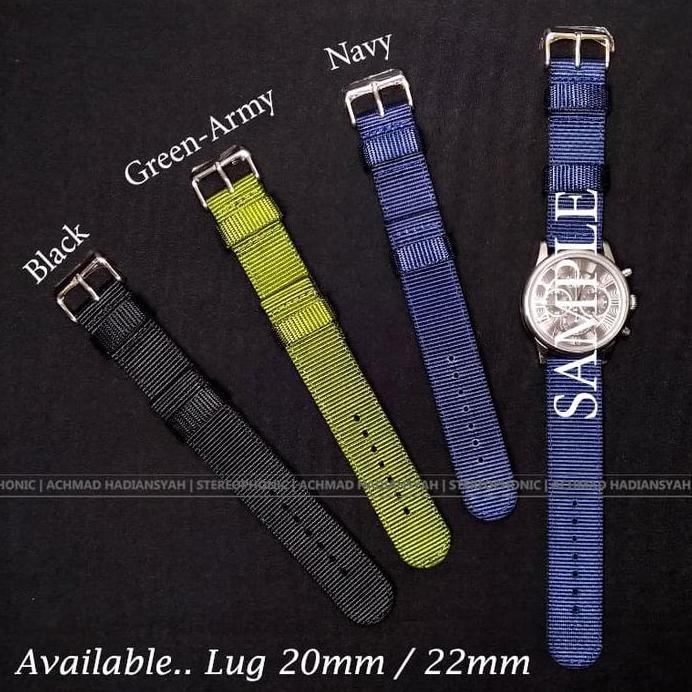 Strap SEIKO Kanvas 22mm Tali Jam Swiss Army Kanvas 22mm Strap Kanvas