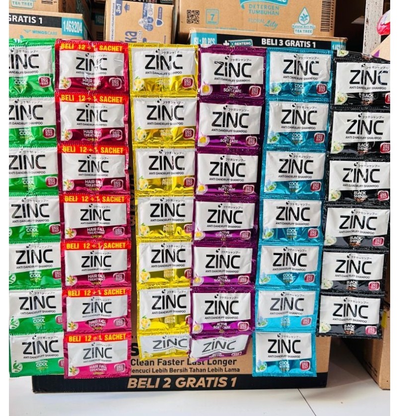 ZINC Shampo Sachet 12x10ml Hair Fall Treatment 6 Varian Soft Care Anti Rontok