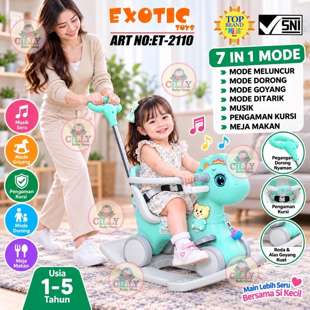 Rocking Horse Exotic ET3114 ET 3114 ET2108 ET 2108/ ET2110/ M1006 3 in 1 Kursi Goyang, Mobil Mainan 