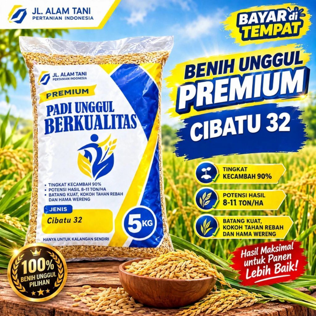 BENIH PADI CIBATU 32 BENIH PADI UNGGUL KEMASAN 5KG TERJAMIN ORIGINAL