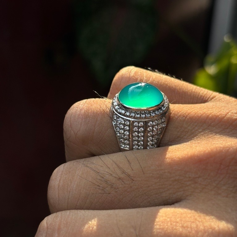 Cincin Akik Bacan Gulau Ijo Botol Kristal Giwang