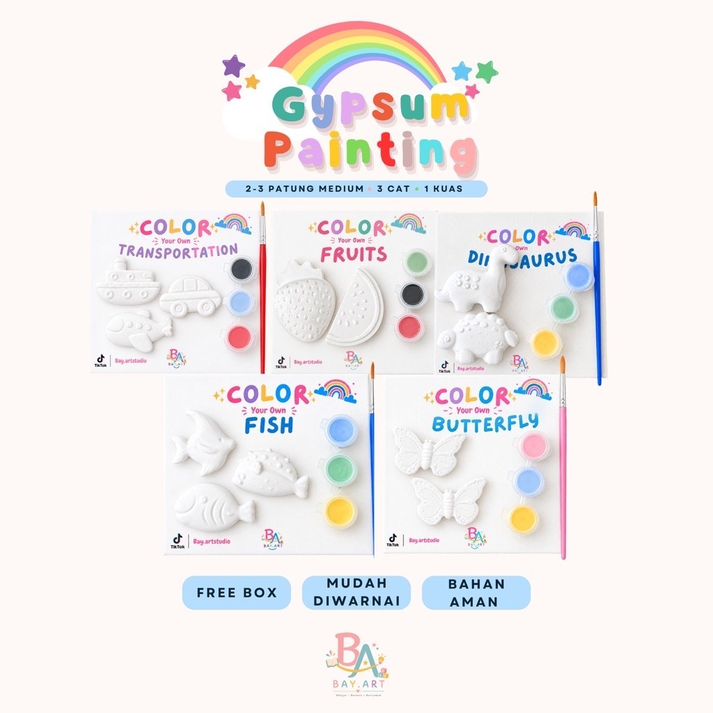 DIY Painting Gypsum Karakter Set - Mainan Mewarnai anak PAUD TK SD