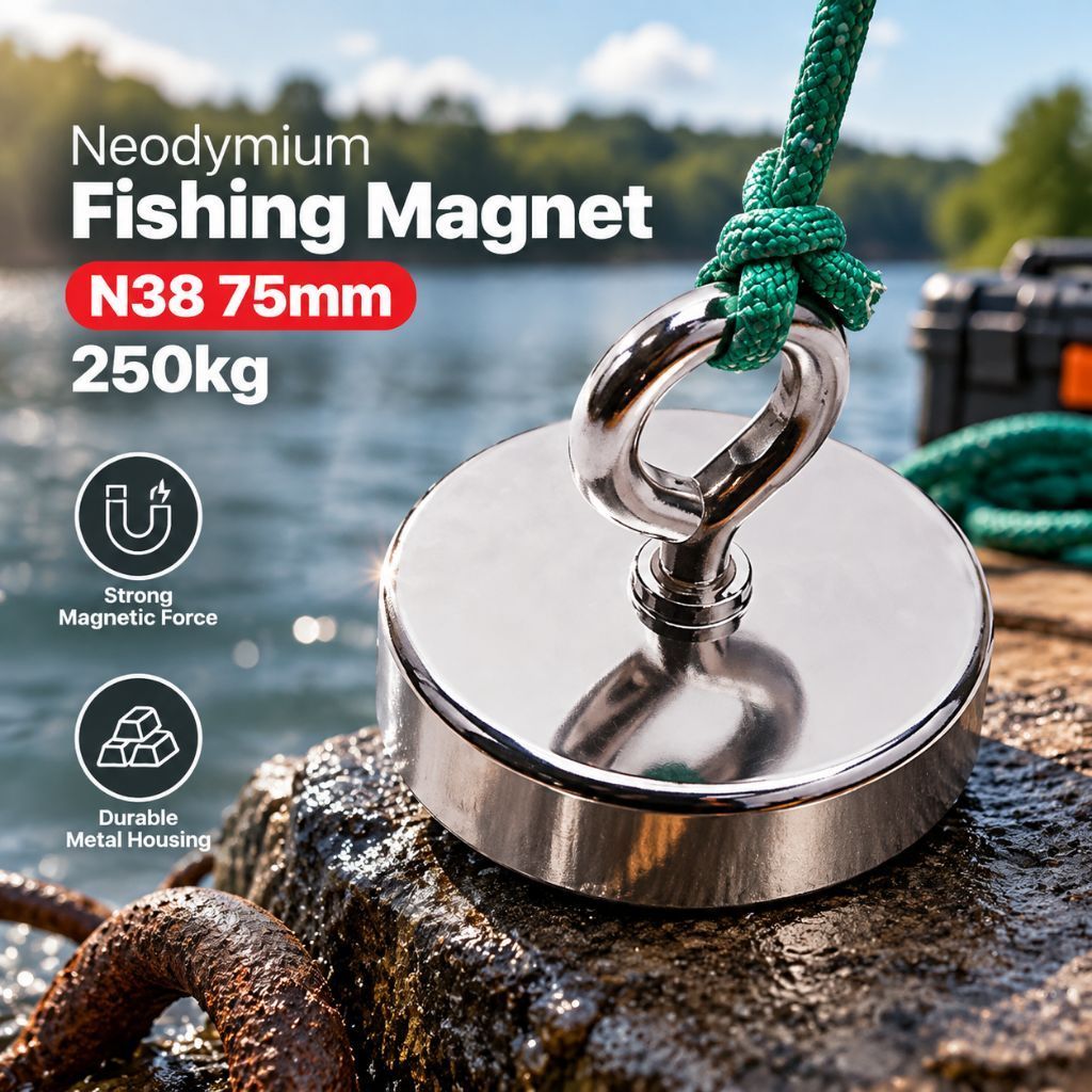 magnet neodymium 60mm 160kg magnet gantungan sheep eye hook strong neodymium tension 160kg diameter 