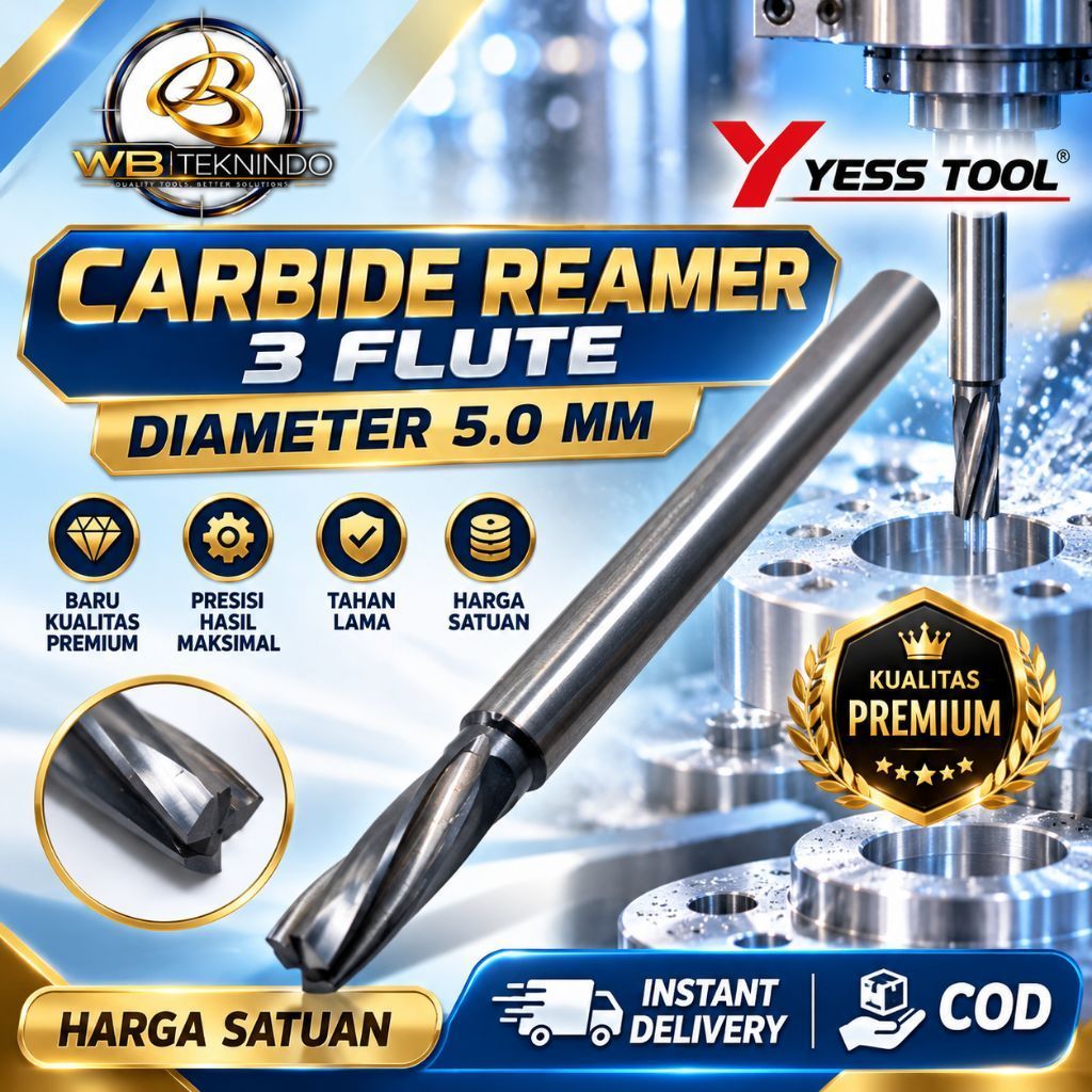 Carbide Reamer 5mm 3 Flute Yess Tool Reamer Carbide Precision Cutting Tool