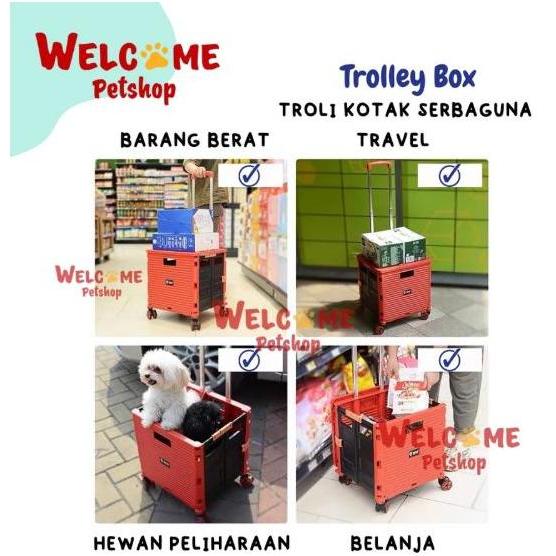 [RZK]Trolley Box Anjing Kucing Ukuran Besar Troli Lipat Stroller Keranjang Belanja Sayur