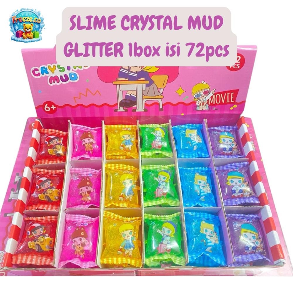 Slime Crystal Mud Glitter 1 box Isi 72pcs Slime Bantal Slime Bantal Mainan Anak Diskon