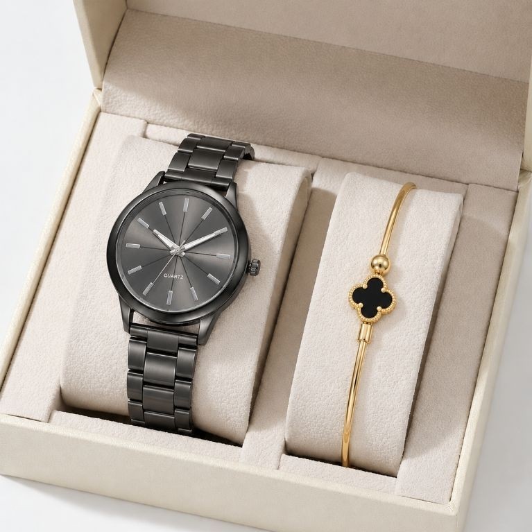 Jam Tangan Wanita Set Gelang Fashion Free Box // Jam Tangan Wanita Fashion // Gelang Titanium