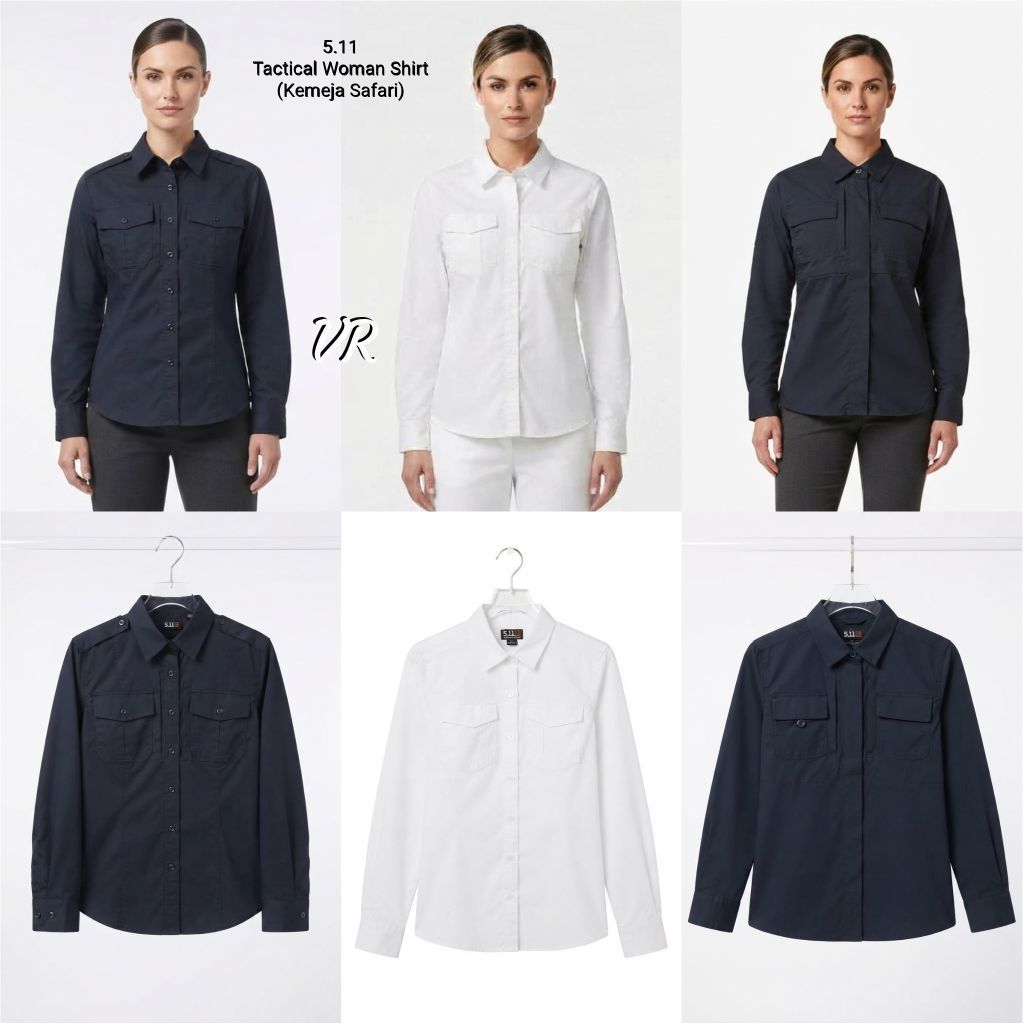 FPE 01 - KEMEJA TACTICAL SAFARI 511 SHIRT WANITA PUTIH HITAM NAVY