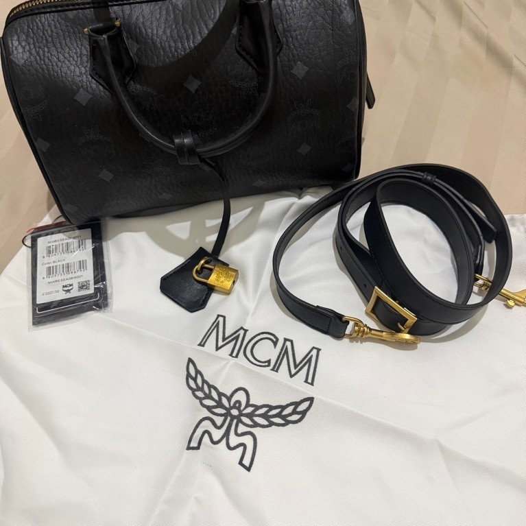 MCM Speedy 25 Black KULAS Preloved by Renera