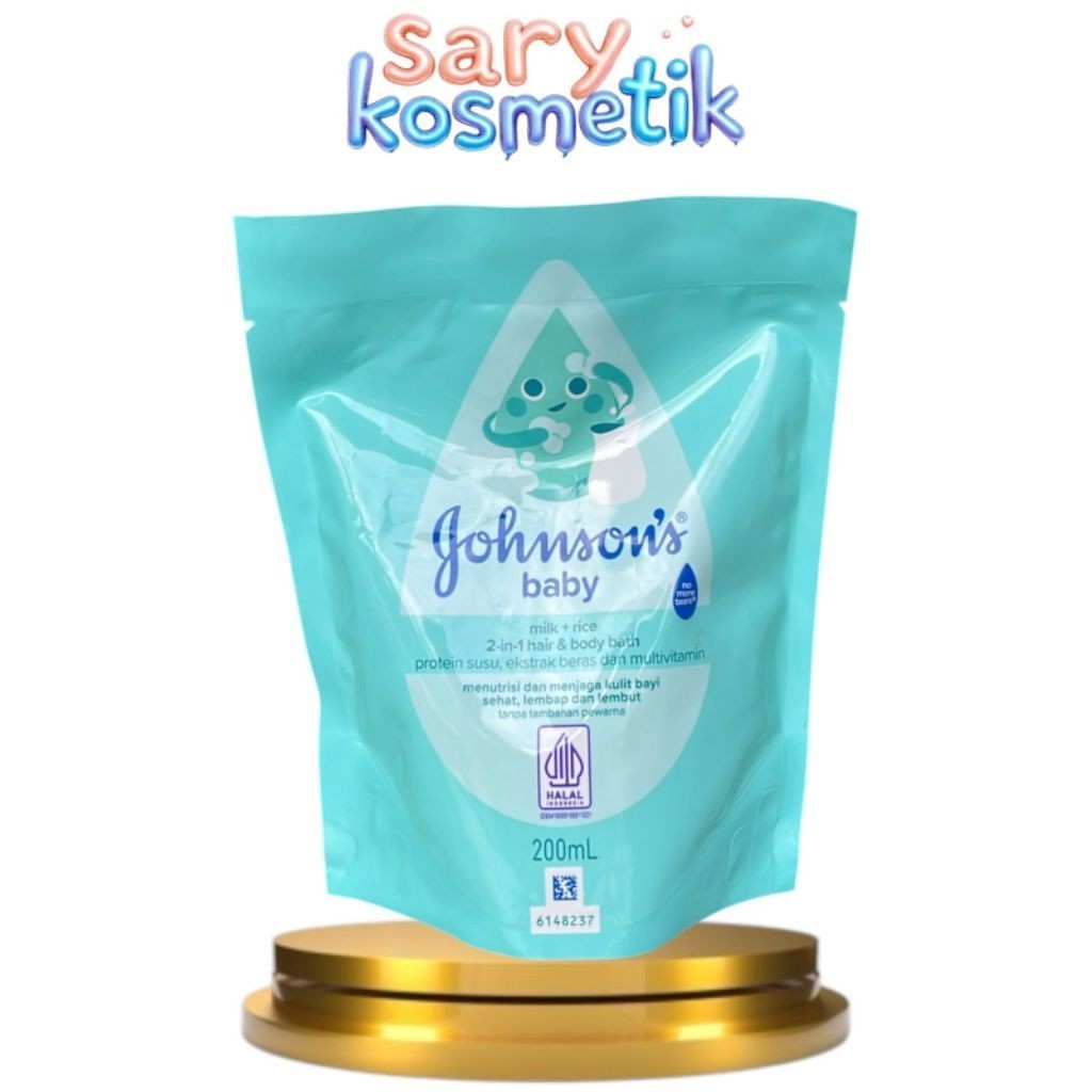 cb.ox][refill 200ml] JOHNSON'S BABY milk rice 2in1 hair and body bath nutrisi kulit bayi