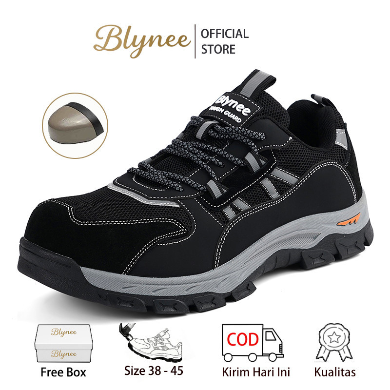 Blynee Sepatu Safety Pria Kulit Safety Shoes Sepatu Kerja Wanita sol sepatu safety sepatu ujung besi