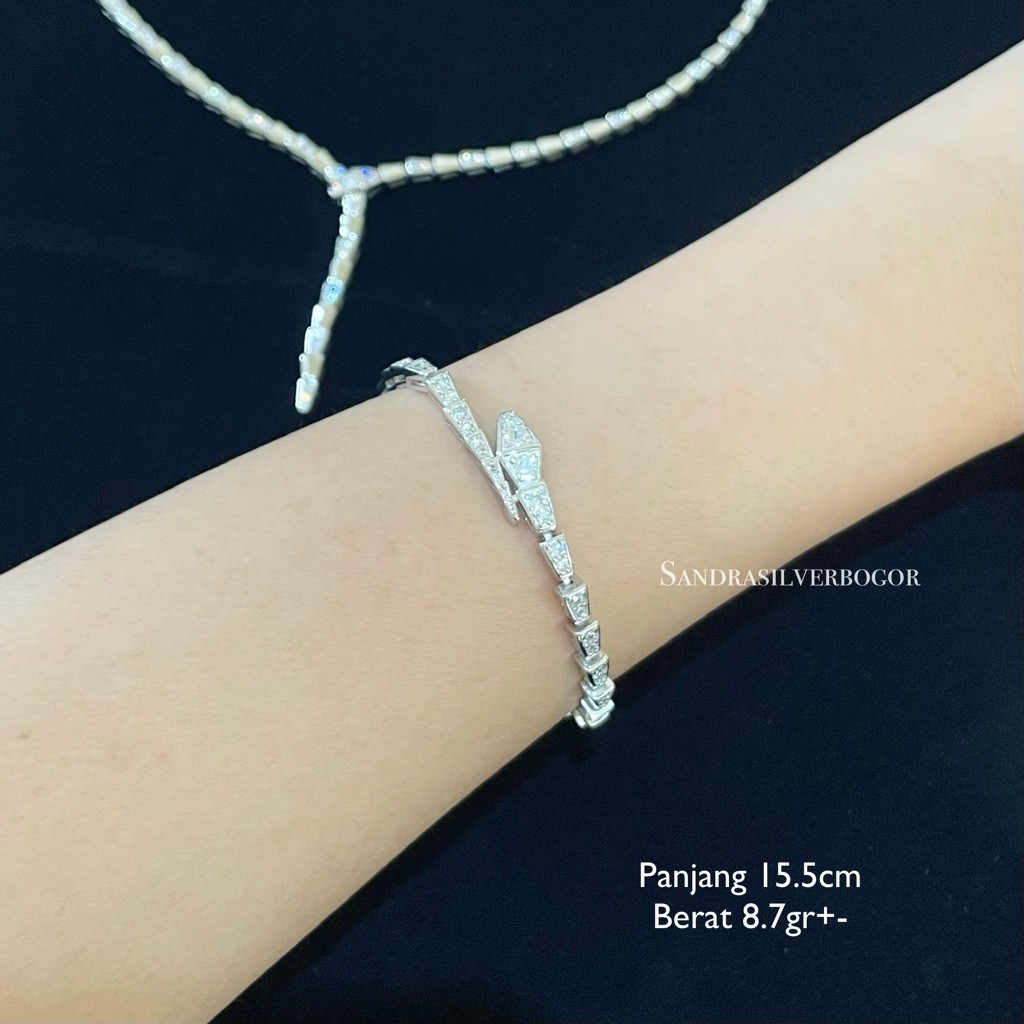 Gelang Perak 925 lapis emas putih - Gelang Ular perak 925