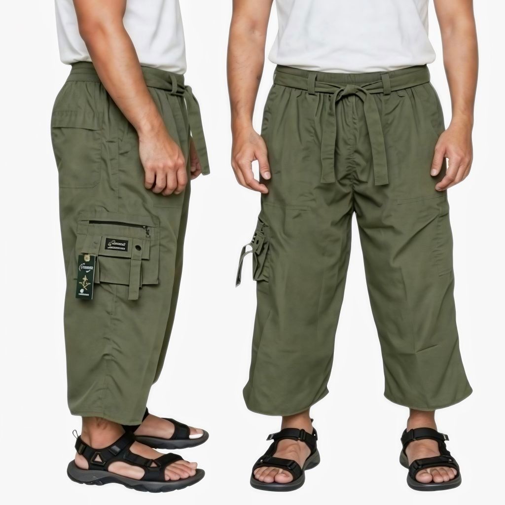 Celana Sirwal Muslim Pria Dewasa/Celana Gungung Pria/ Model Cargo Ring Bahan Katun Sogo/Celana Pangs
