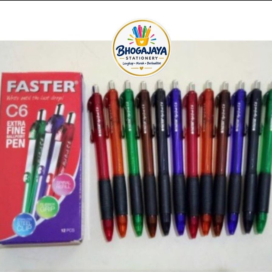 (1 lusin) Pulpen Faster C6 - Set 12 Buah