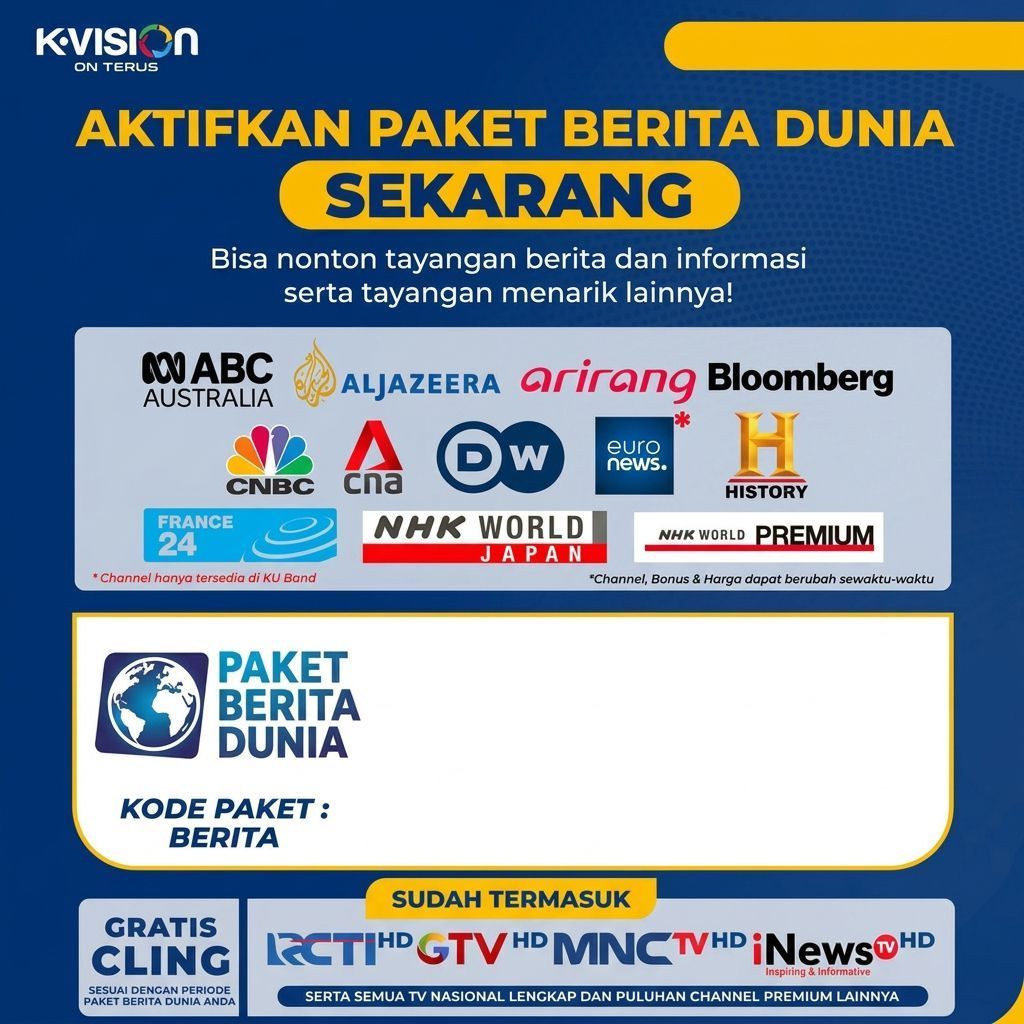 Voucher Paket K-Vision Berita Dunia 30 Hari K Vision