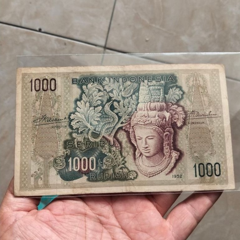 1000 rupiah seri budaya rp1000 tahun 1952 asli