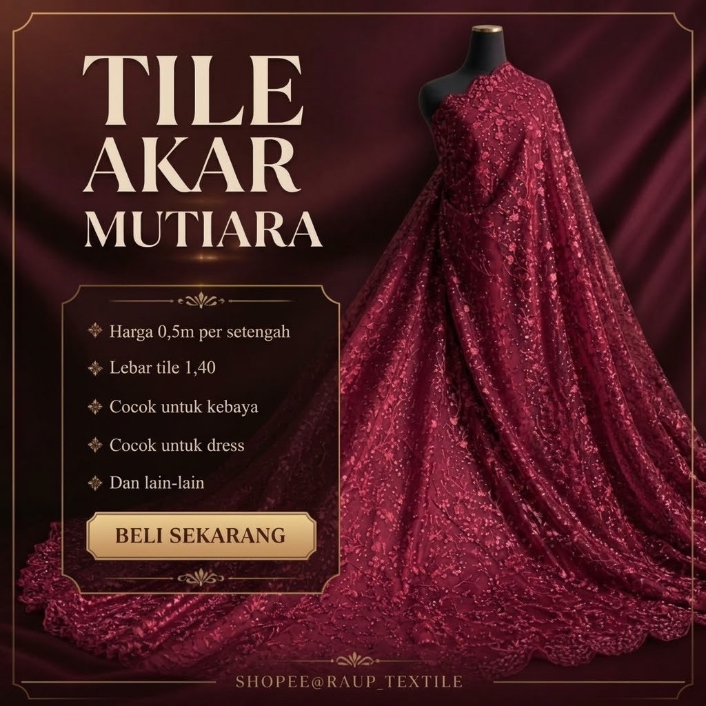 Kain Tile / Kain Tile Mutiara / Kain Brokat Tile / Tile Glitter Mutiara