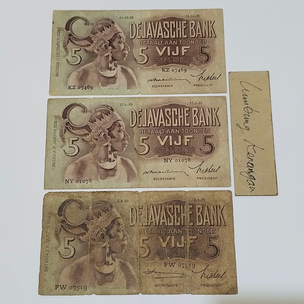 uang kuno 5 Gulden seri wayang