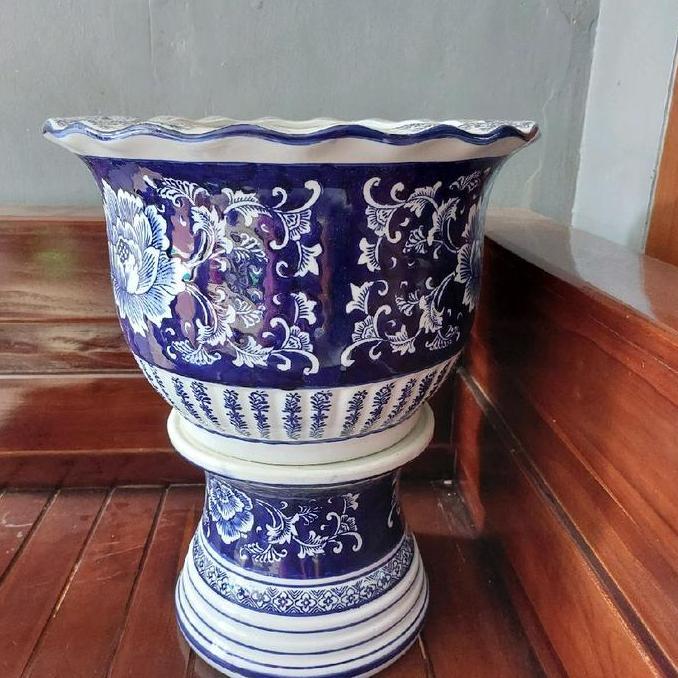 Pot keramik impor pot kaki/pot tanaman bunga hidup keramik/pot jumbo besar ada bolongan bawahnya