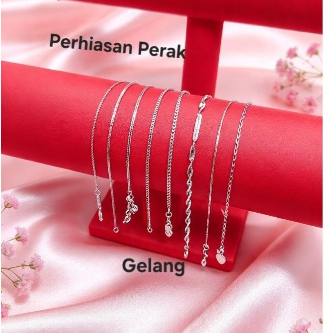 GELANG KAKI FASHION/GELANG KAKI WANITA.PERAK ASLI 925 LAPIS MAS(BISA JUAL KEMBALI)