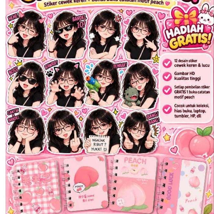Sticker Vinyl Aesthetic Korea - Sticker Lucu, Waterproof, Glossy