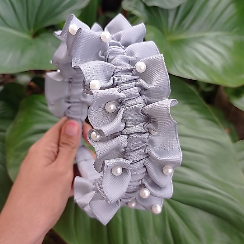 bando pita mutiara/ bando kerut mutiara