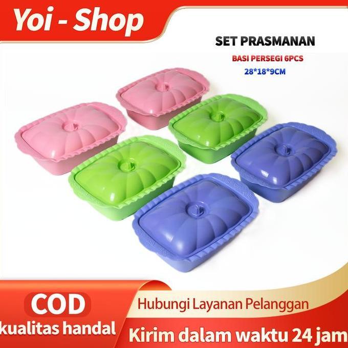 (6PCS) Set Basi Prasmanan Plastik / Wadah Saji Prasmanan / Tempat Makan Prasmanan Set / Wadah Prasma