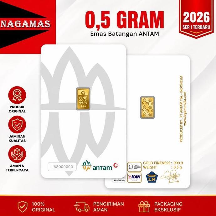 Terlaris Logam Mulia Antam Certieye 0.5 Gram. Emas Batangan 0.5 Gram. Lm Antam 0.5 Gram