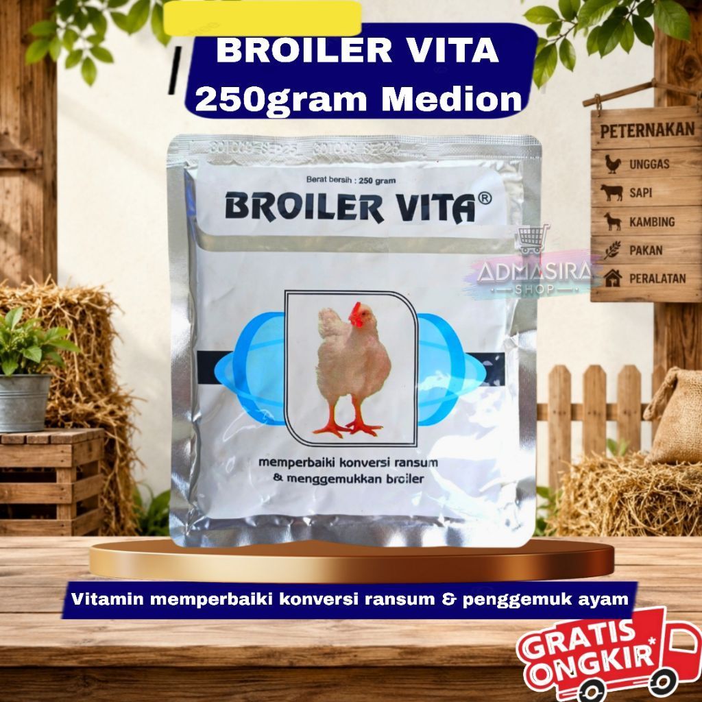 BROILER VITA 250 GRAM - Vitamin Ayam Broiler Pedaging - Vitamin Penggemuk & Mempercepat Pertumbuhan 