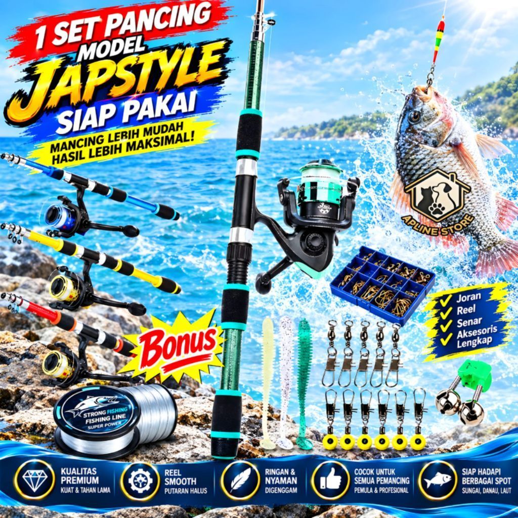 SET PANCING JORAN + REEL MODEL JAPSTYLE 180 CM PREMIUM