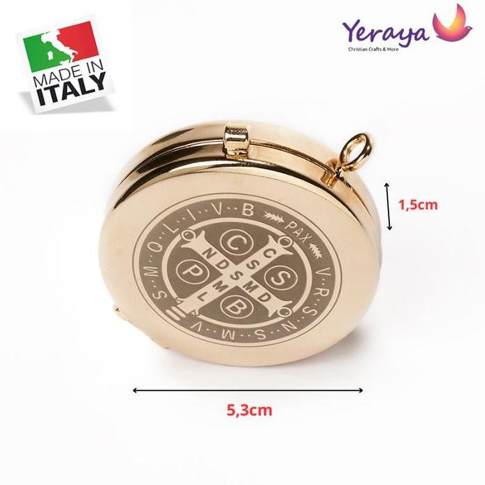 Piksis Santo Benediktus Lapisan Emas Made In Italy Piksis Hosti/Piksis Katolik/Tempat Hosti PromoR11