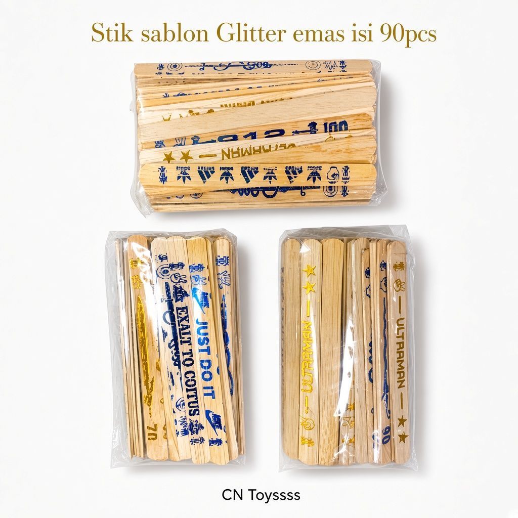 Mainan Jadul Stik Sablon Glitter Emas Isi 90pcs - mainan jadul Stik eskrim sablon adu edukatif anak