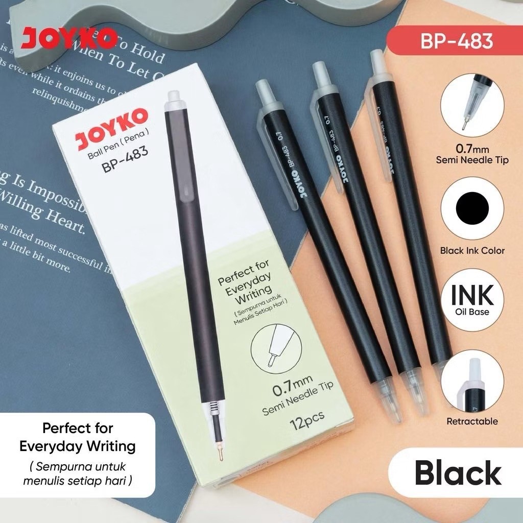 ( 1 PACK ) Ball Pen Pulpen 1 Pack BP-483 JOYKO 0.7mm Isi 12 Pcs