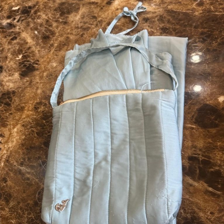 Mukena Jingga Warna Biru Wardah (Preloved)