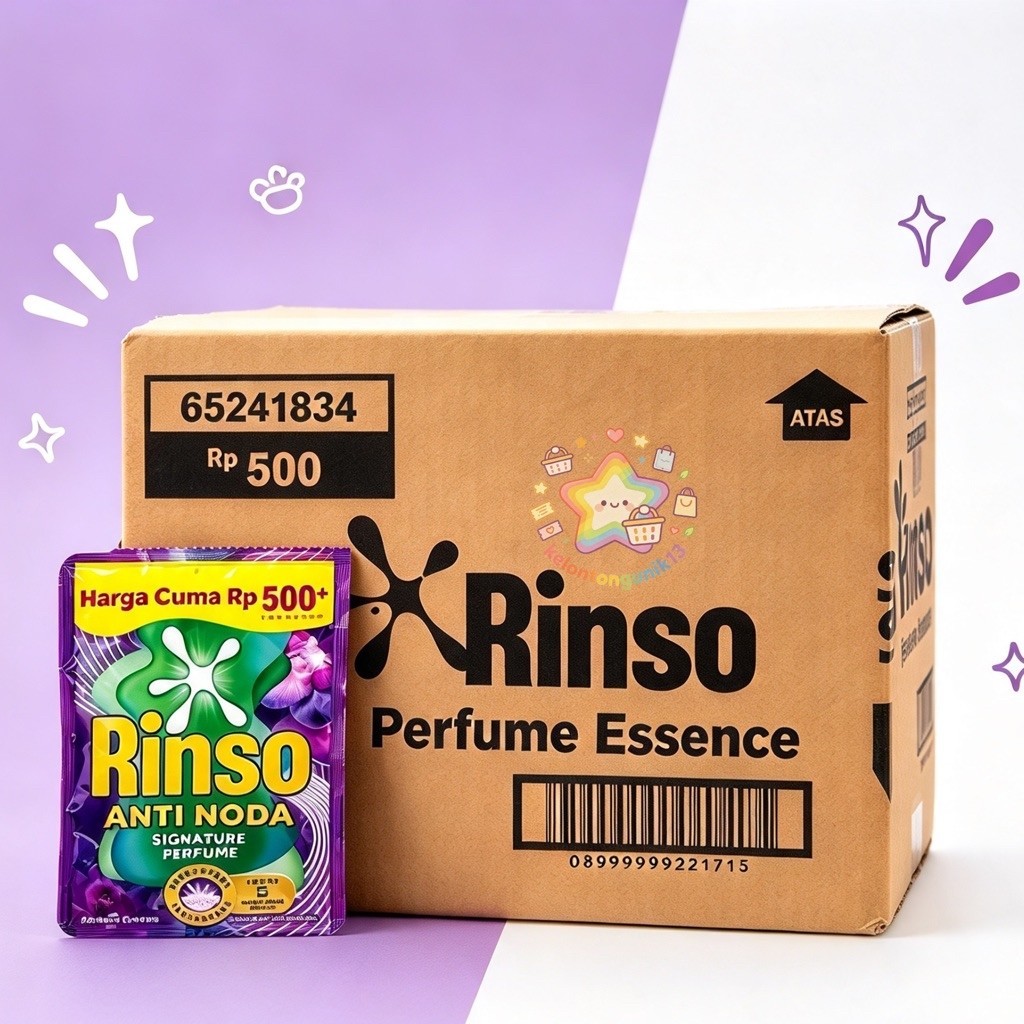 [ 1 KARTON ISI 8 RENCENG] RINSO UNGU PARFUME ESSENCE LIQUID CAIR / RINSO ROSE FRESH 20gr / RINSO SAC