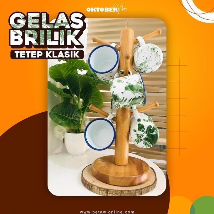 Cangkir Jadul Blirik 7cm / Mug Enamel 7cm Motif Blirik ( Loreng )