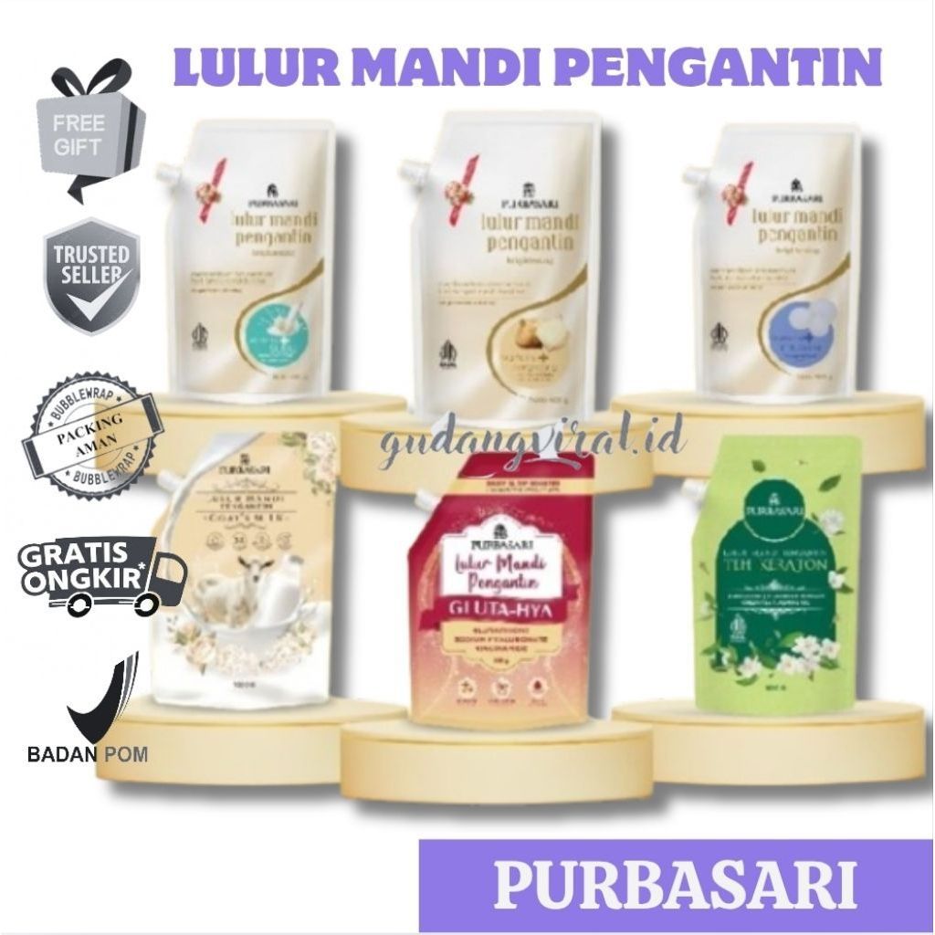 -GV- PURBASARI LULUR MANDI PENGANTIN REFILL 500GR 1000GR MUTIARA BENGKOANG SUSU TEH KERATON GOAT MIL