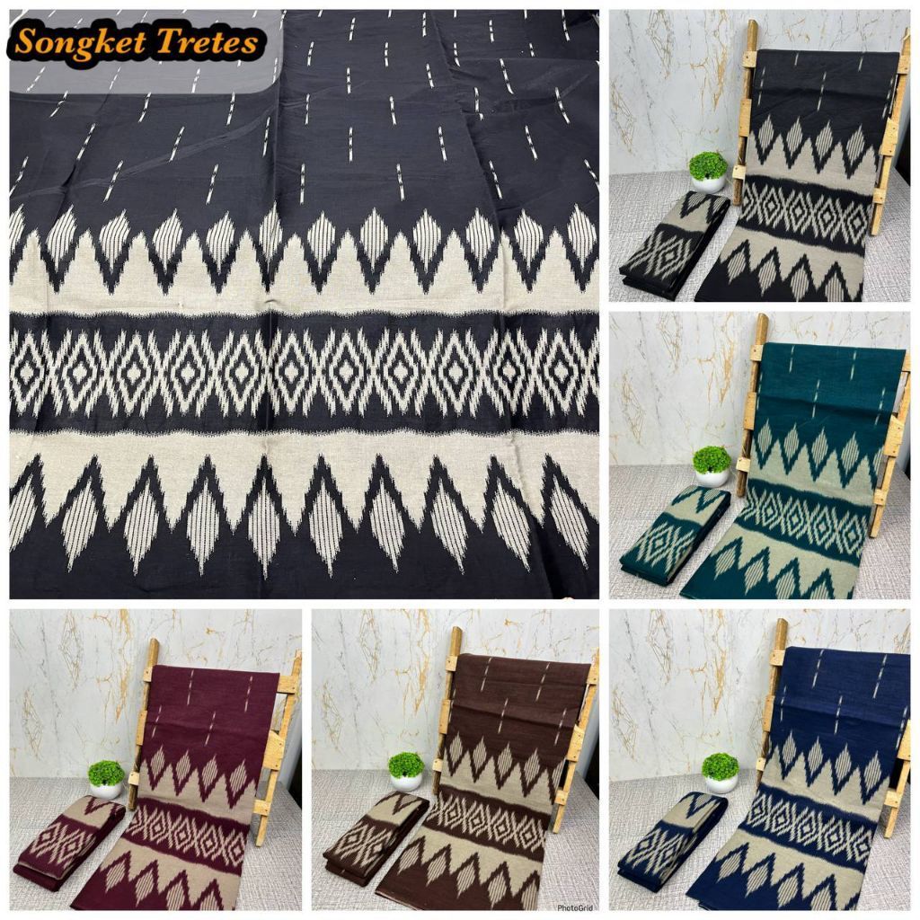 KAIN MOTIF SONGKET TRETES ORI BATIK KATUN HALUS PREMIUM / BAHAN SERAGAM SARIMBIT KELUARGA / KEMEJA P