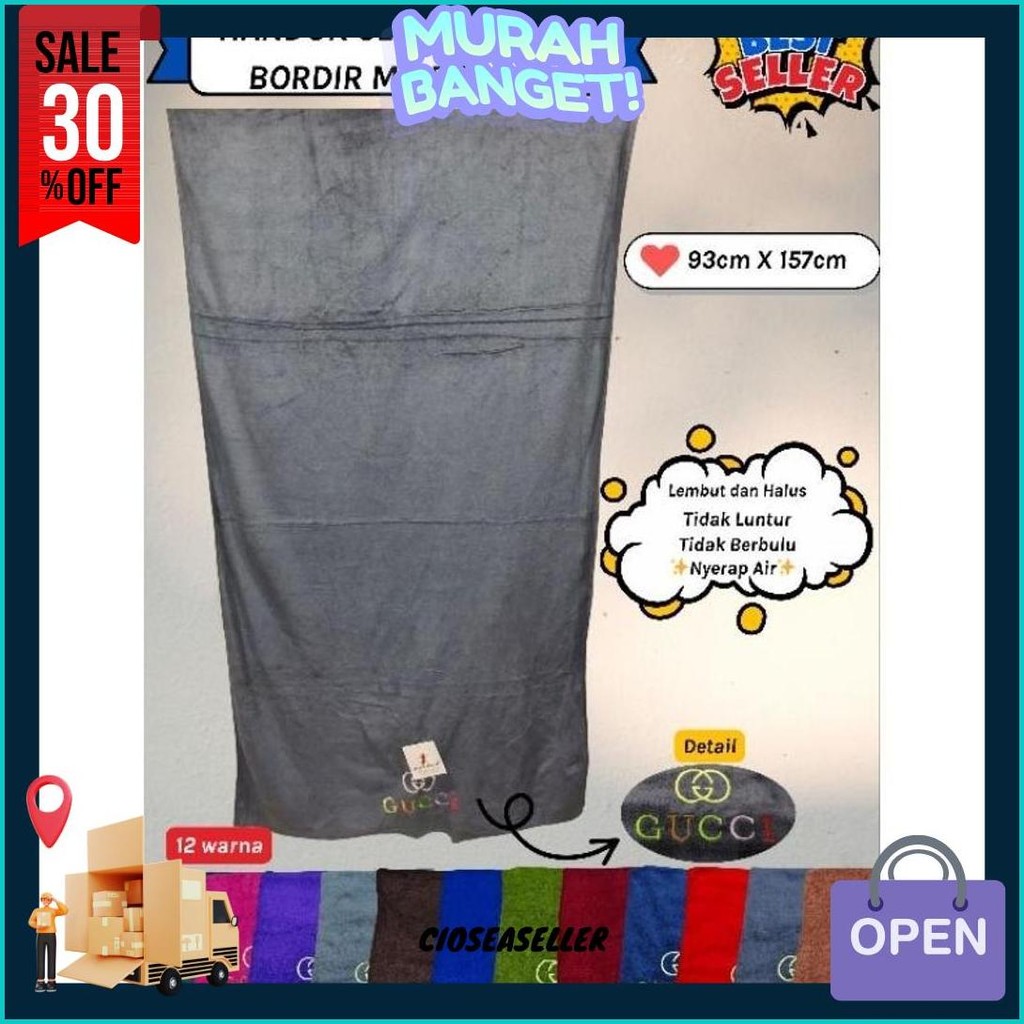 Handuk Mandi Jumbo Bordir Gucci Merk Semut Merah Terlaris