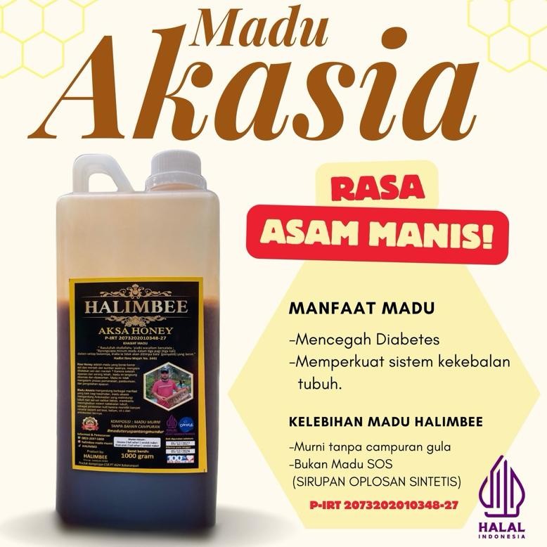 

(Terbaru) Madu Asli Hutan Murni Nektar Akasia Carva Hitam Manis Grad A SUPER 1kg - Halimbee (Terlaris)