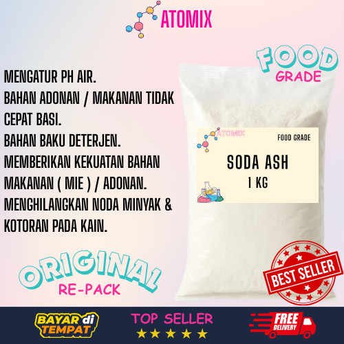 

SODA ASH LIGHT FOOD GRADE PACK 1 kg / BAHAN BAKING POWDER MAKANAN PANGAN PENGAWET ANTI BASI TENGIK TEPUNG KIMIA