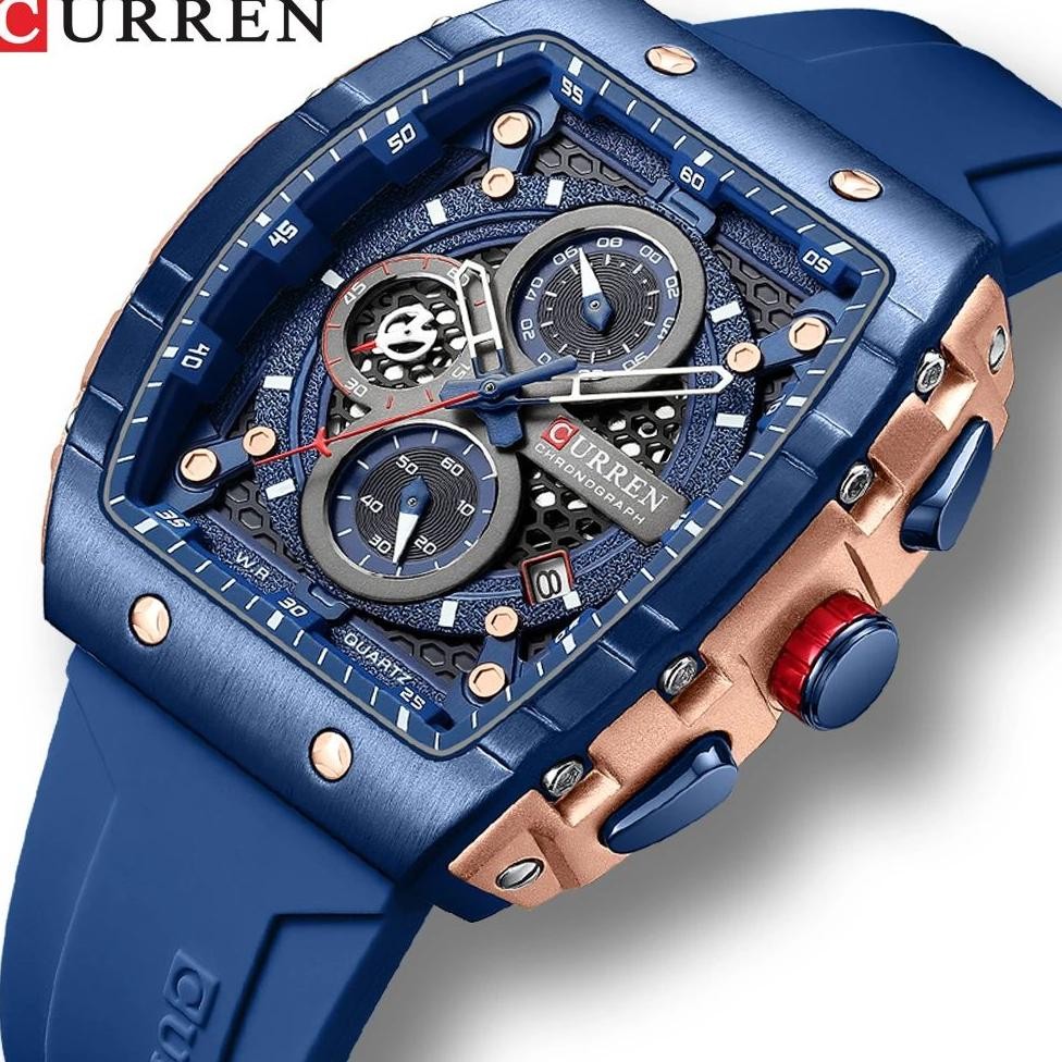 (Terbaru) CURREN 8442 Jam Tangan Pria Analog Chronograph Aktif Tali Silicone CURRENOS (Terlaris)