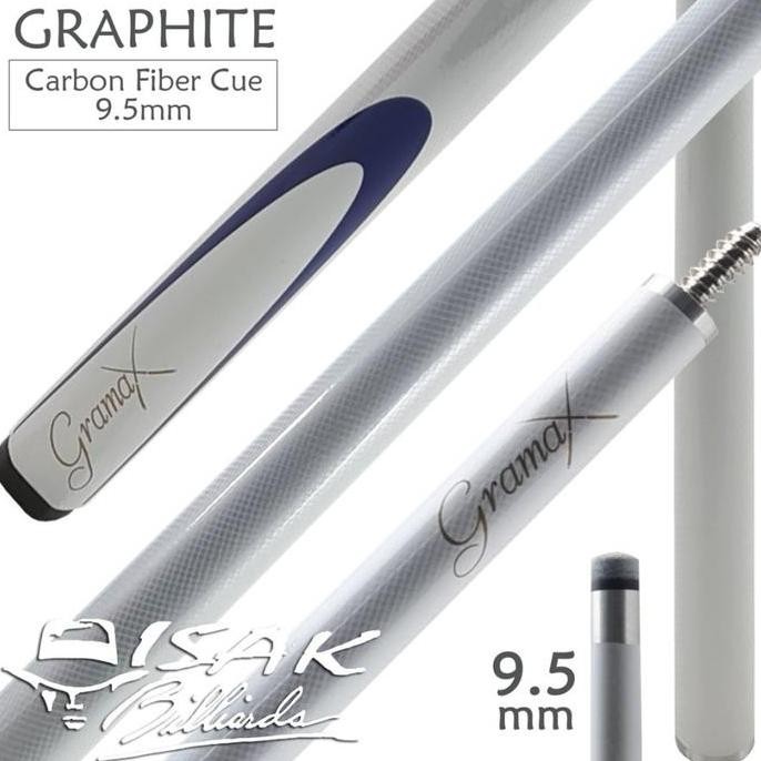 Stik Bola Kecil 9.5 mm White Carbon Fibre Graphite Cue Stick