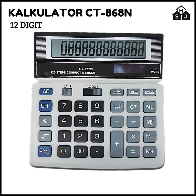 

Diskon Kalkulator Ct-868N 12 Digit / Calculator Check Dual Power Otomatis / Kalkulator 12 Alat Hitung Terlaris