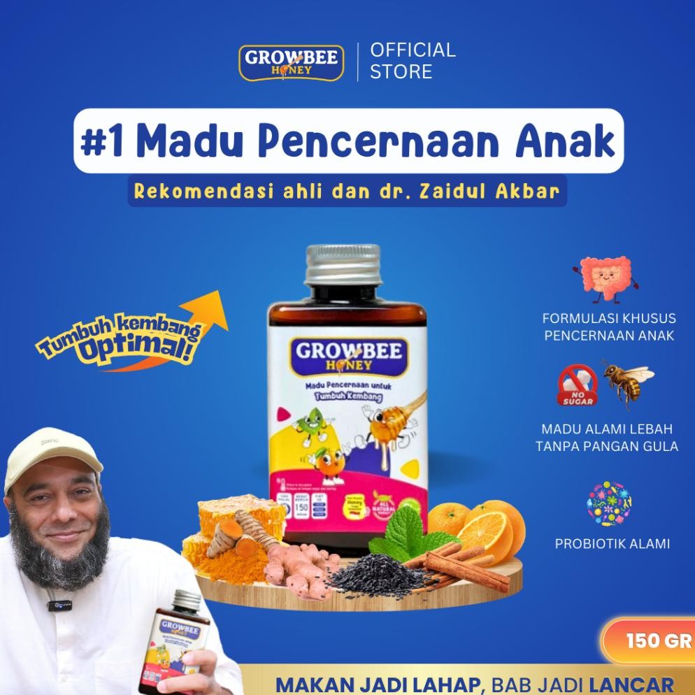 

(Terbaru) GROWBEE Honey - Madu Pencernaan Anak Rekomendasi dr Zaidul Akbar - 150 gram (Terlaris)