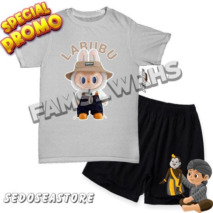 [Cod] Fams Wrhs Baju Kaos Anak Setelan Labubu Coklat Viral Laki Perempuan Jawa Timur