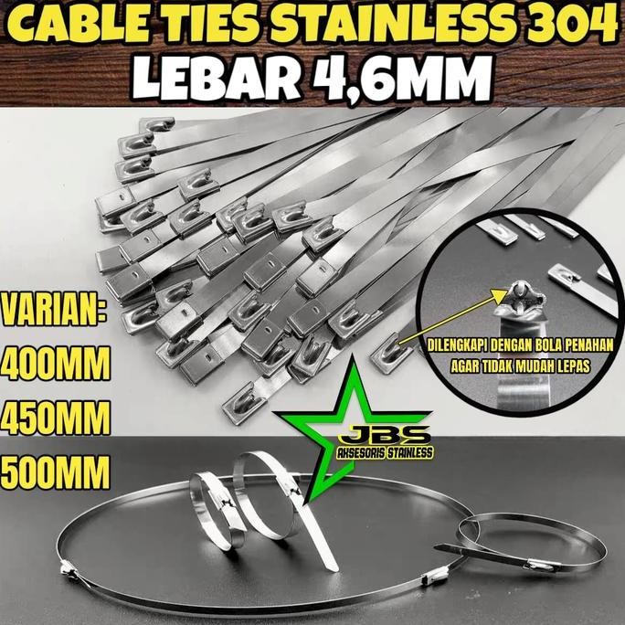 

(:(:(:(] KABEL TIES LEBAR 4,6MM STAINLESS 304 PANJANG 40/45/50CM TALI PENGIKAT