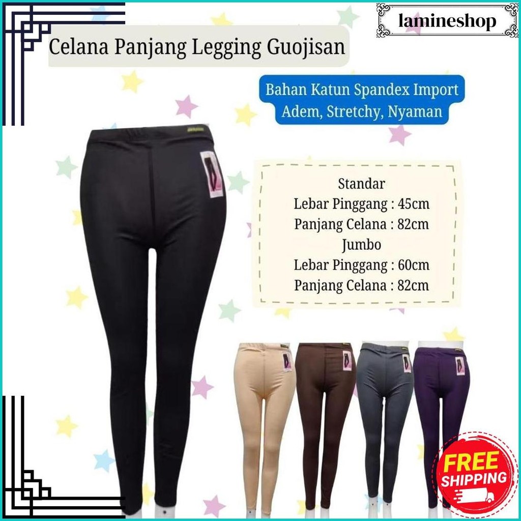Celana Leging Dewasa Panjang Merek Guojisan Bahan Katun Spandek Impor Uk Std - Jumbo Terlaris