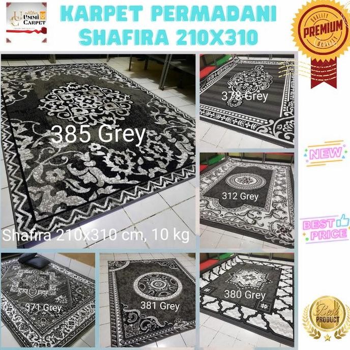 BEBAS ONGKIR - permadani shafira 20x0 karpet jumbo grey abu abu motif klasik besar