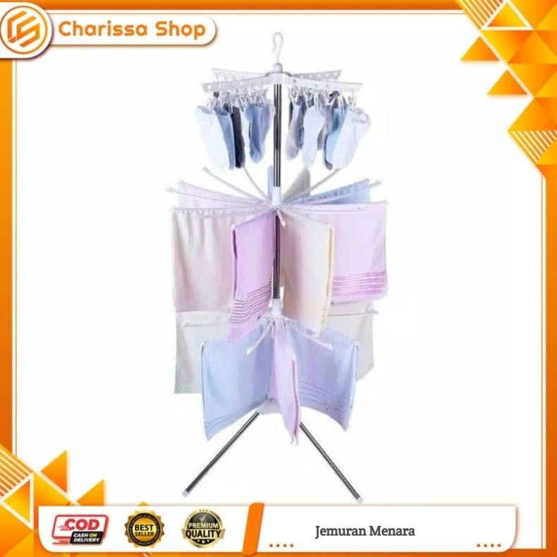 Jemuran Menara / Jemuran Lipat 3 Susun / Jemuran Pakaian Bayi